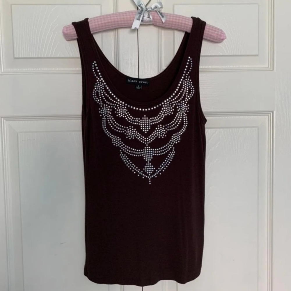 Black Rivet•Brown Silver Studded Tank Top-SM